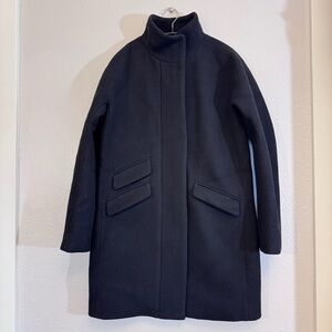 J.Crew Italian Stadium-Cloth Funnel Coat – Black – Size 6 (NWOT Condition)